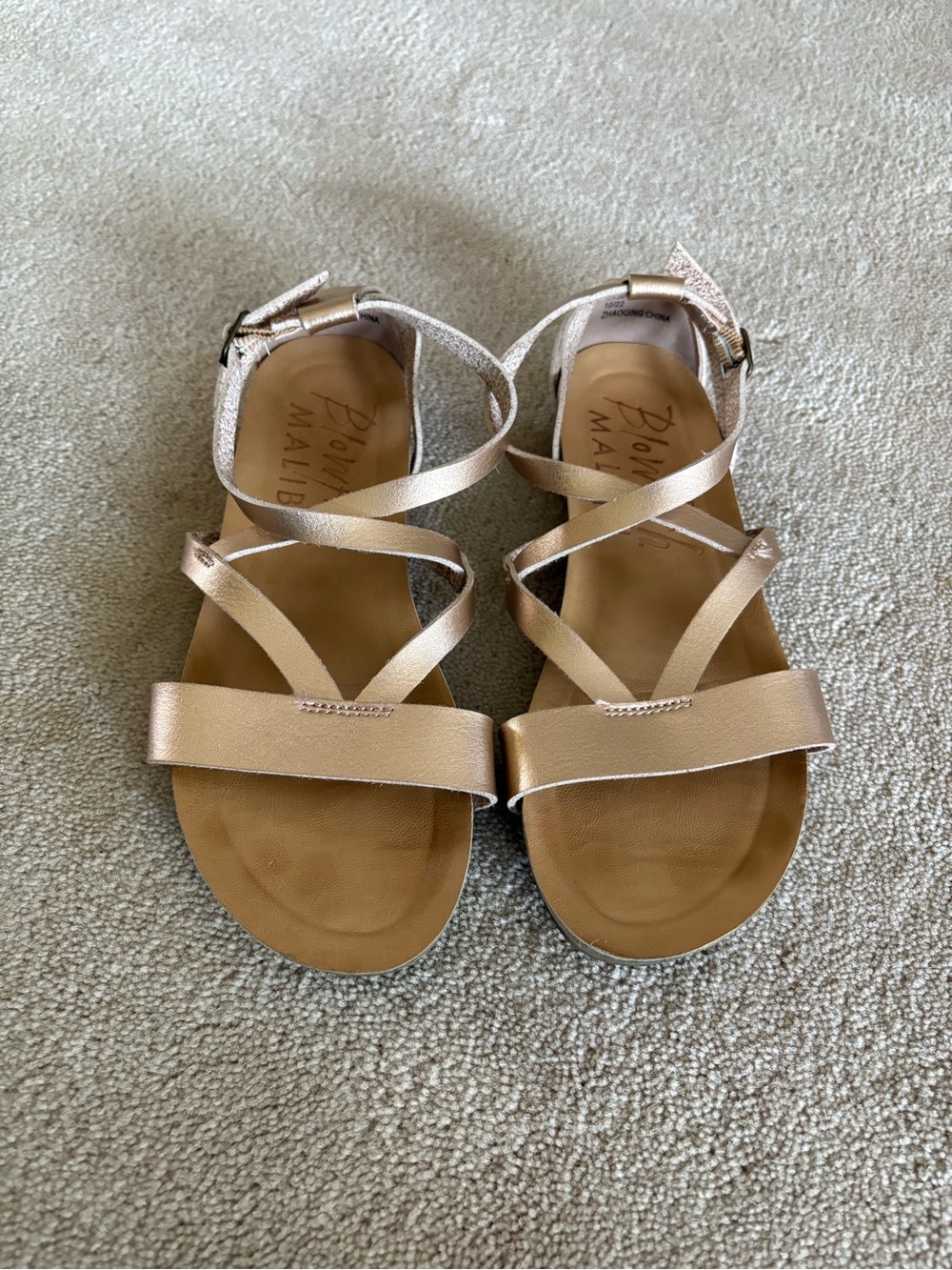 Blowfish Malibu Rose Gold Metallic Strappy Girls’ Sandals